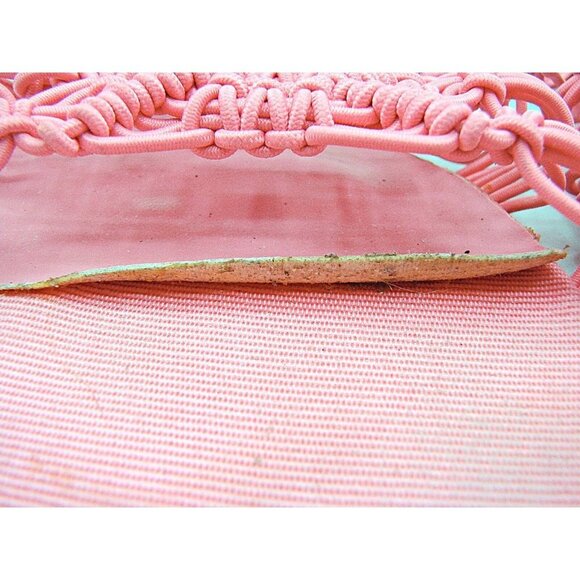 Vintage Classique Pink Square Toe Woven Laced Block Heel Sandals Womens Size 8M - Picture 3 of 12